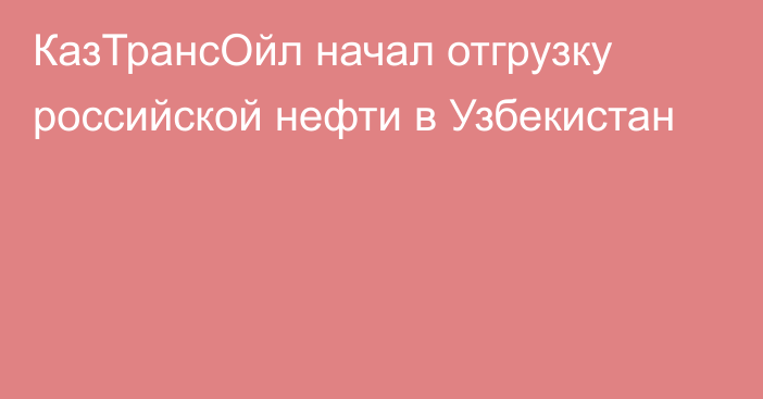 КазТрансОйл начал отгрузку российской нефти в Узбекистан