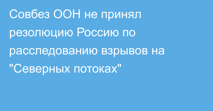 Совбез ООН не принял резолюцию Россию по расследованию взрывов на 