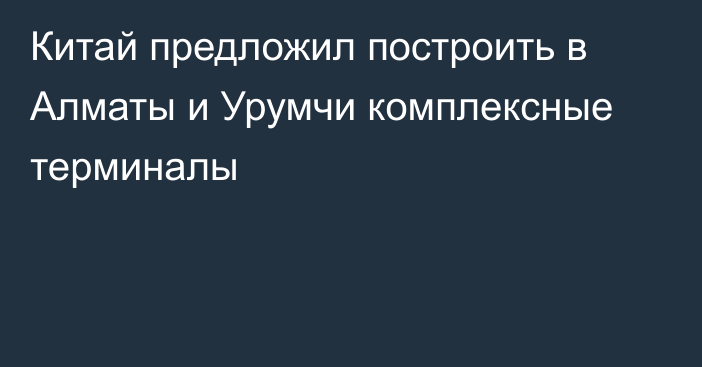 Китай предложил построить в Алматы и Урумчи комплексные терминалы