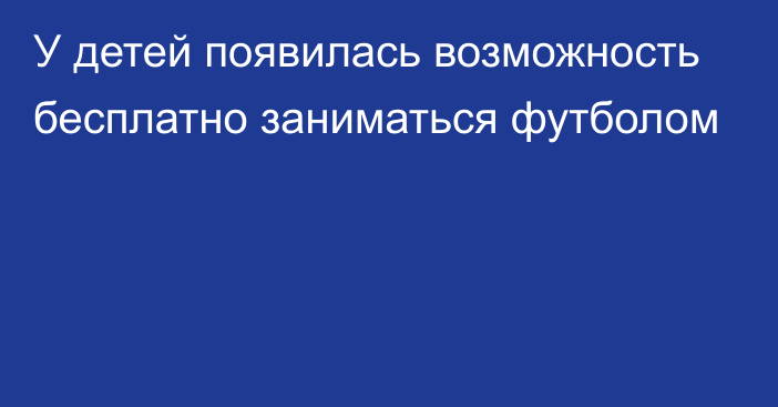 У детей появилась возможность бесплатно заниматься футболом