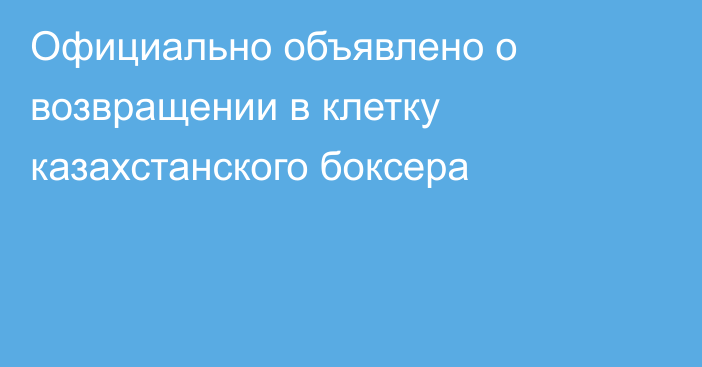 Официально объявлено о возвращении в клетку казахстанского боксера