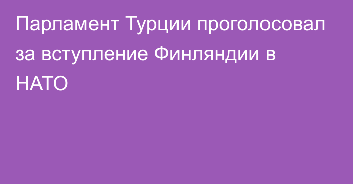 Парламент Турции проголосовал за вступление Финляндии в НАТО