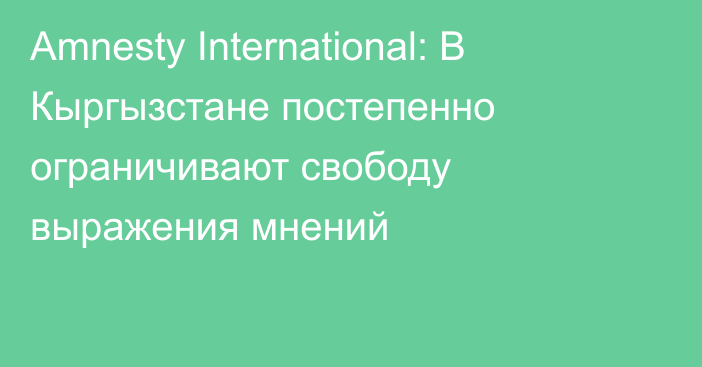 Amnesty International: В Кыргызстане постепенно ограничивают свободу выражения мнений