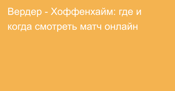 Вердер -  Хоффенхайм: где и когда смотреть матч онлайн