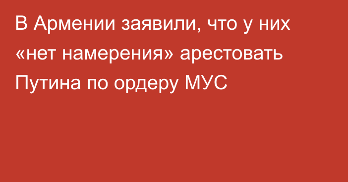 В Армении заявили, что у них «нет намерения» арестовать Путина по ордеру МУС