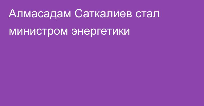 Алмасадам Саткалиев стал министром энергетики