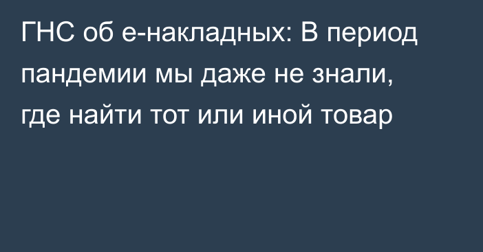 ГНС об e-накладных: В период пандемии мы даже не знали, где найти тот или иной товар