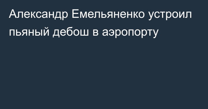 Александр Емельяненко устроил пьяный дебош в аэропорту