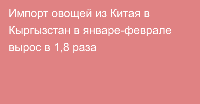 Импорт овощей из Китая в Кыргызстан в январе-феврале вырос в 1,8 раза