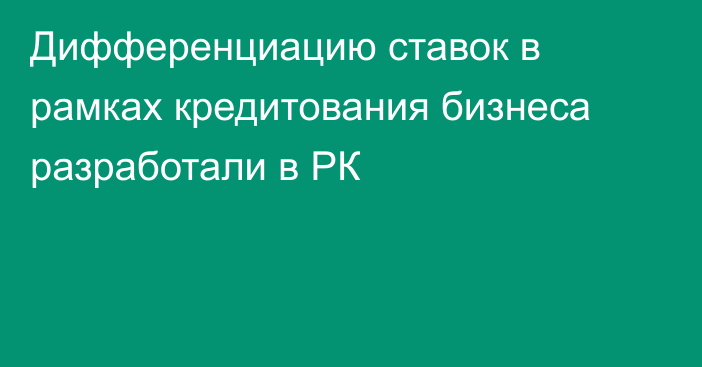 Дифференциацию ставок в рамках кредитования бизнеса разработали в РК