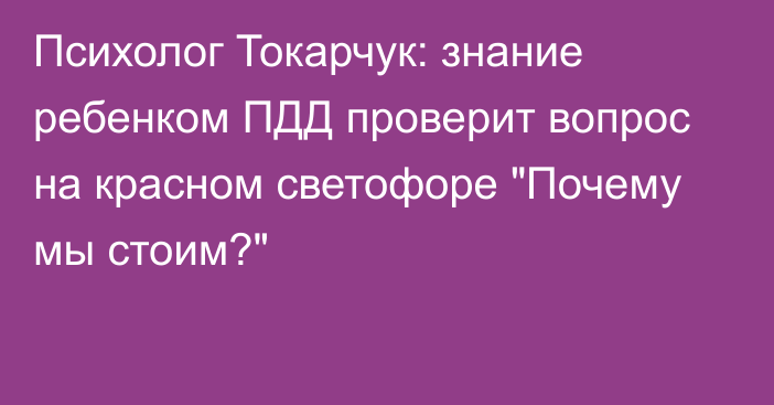 Психолог Токарчук: знание ребенком ПДД проверит вопрос на красном светофоре 