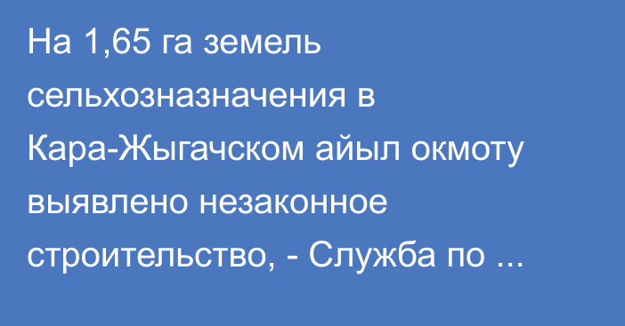 На 1,65 га земель сельхозназначения в Кара-Жыгачском айыл окмоту выявлено незаконное строительство, - Служба по земельному надзору