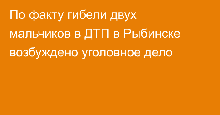 По факту гибели двух мальчиков в ДТП в Рыбинске возбуждено уголовное дело