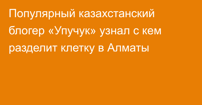 Популярный казахстанский блогер «Упучук» узнал с кем разделит клетку в Алматы