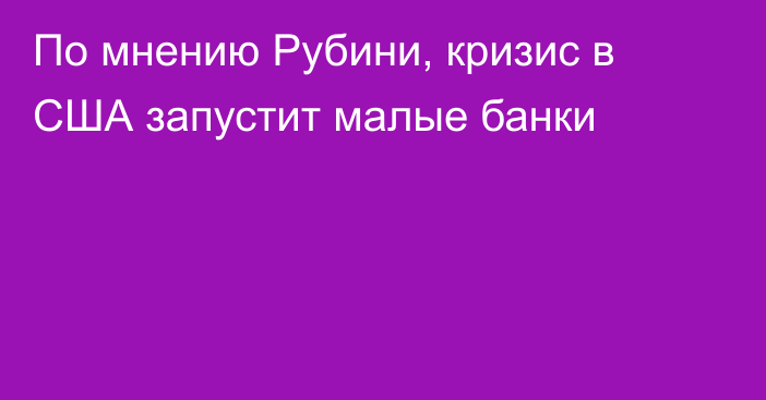 По мнению Рубини, кризис в США запустит малые банки