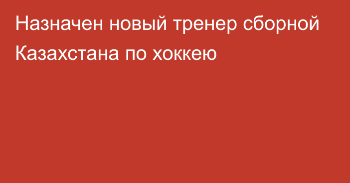 Назначен новый тренер сборной Казахстана по хоккею