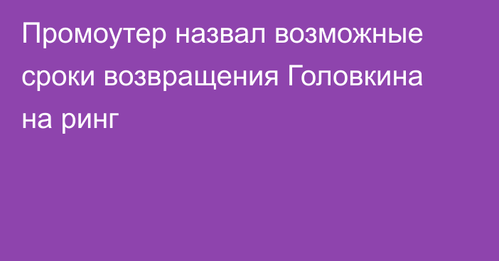 Промоутер назвал возможные сроки возвращения Головкина на ринг