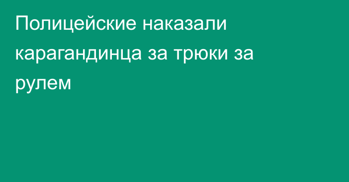 Полицейские наказали карагандинца за трюки за рулем