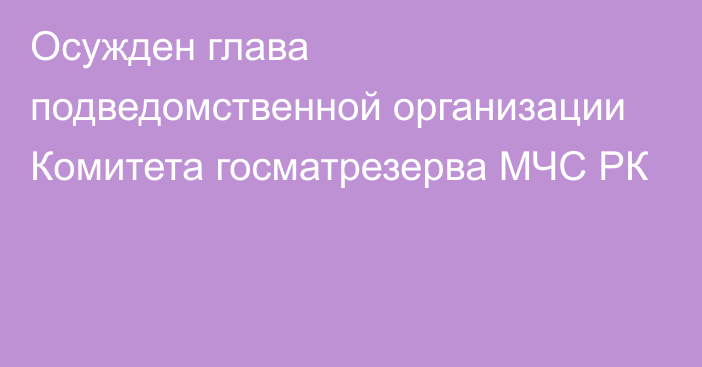 Осужден глава подведомственной организации Комитета госматрезерва МЧС РК