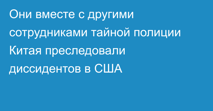 Они вместе с другими сотрудниками тайной полиции Китая преследовали диссидентов в США