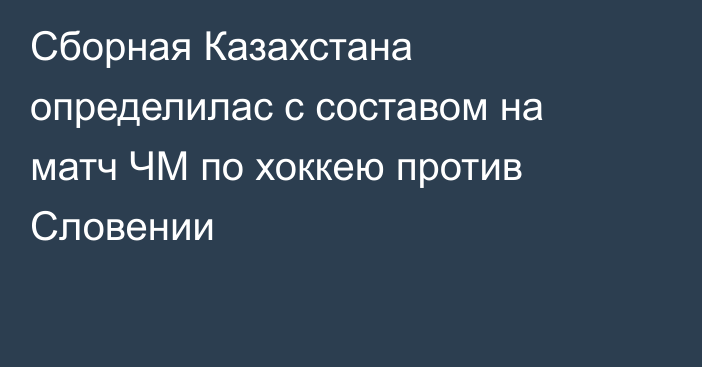 Сборная Казахстана определилас с составом на матч ЧМ по хоккею против Словении