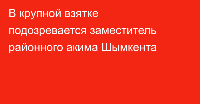 В крупной взятке подозревается заместитель районного акима Шымкента