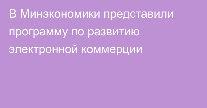 В Минэкономики представили программу по развитию электронной коммерции