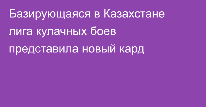 Базирующаяся в Казахстане лига кулачных боев представила новый кард