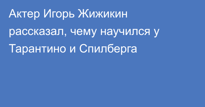 Актер Игорь Жижикин рассказал, чему научился у Тарантино и Спилберга