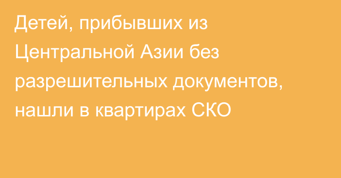 Детей, прибывших из Центральной Азии без разрешительных документов, нашли в квартирах СКО