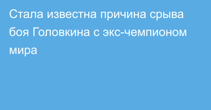 Стала известна причина срыва боя Головкина с экс-чемпионом мира