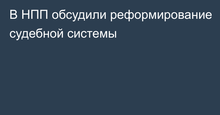 В НПП обсудили реформирование судебной системы