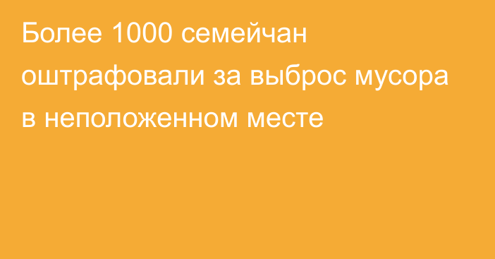 Более 1000 семейчан оштрафовали за выброс мусора в неположенном месте