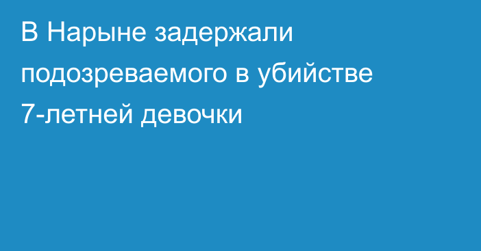 В Нарыне задержали подозреваемого в убийстве 7-летней девочки