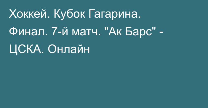 Хоккей. Кубок Гагарина. Финал. 7-й матч. 