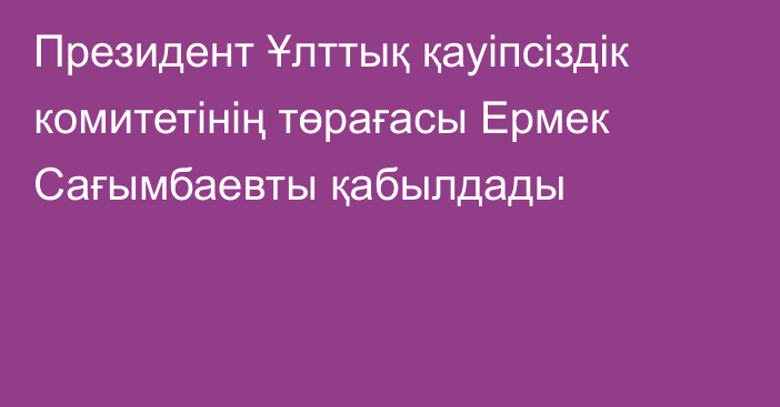 Президент Ұлттық қауіпсіздік комитетінің төрағасы Ермек Сағымбаевты қабылдады