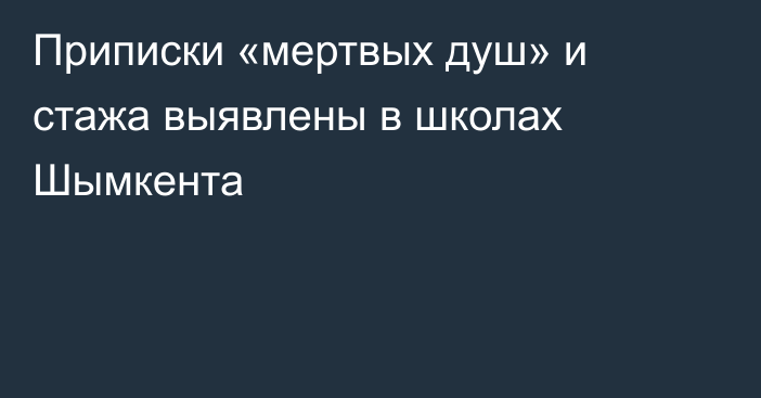 Приписки «мертвых душ» и стажа выявлены в школах Шымкента