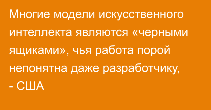 Многие модели искусственного интеллекта являются «черными ящиками», чья работа порой непонятна даже разработчику, - США