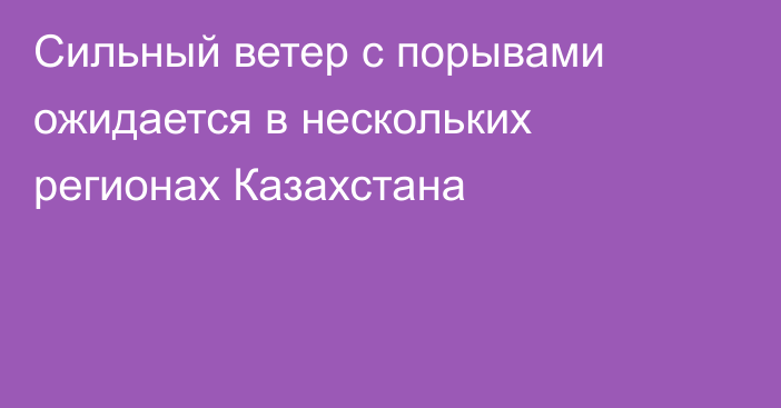 Сильный ветер с порывами ожидается в нескольких регионах Казахстана