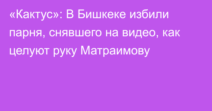 «Кактус»: В Бишкеке избили парня, снявшего на видео, как целуют руку Матраимову