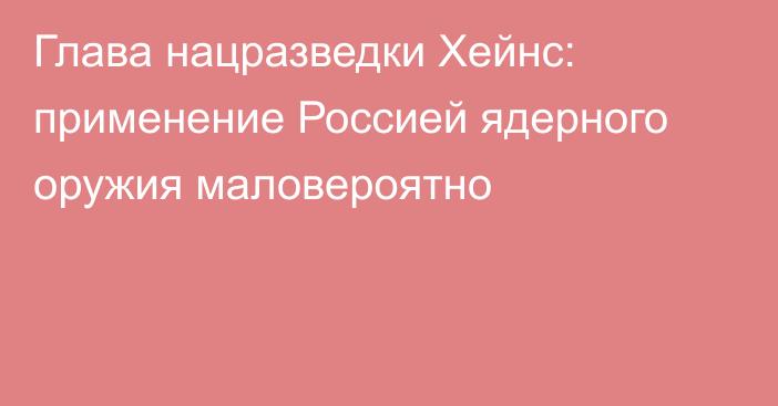 Глава нацразведки Хейнс: применение Россией ядерного оружия маловероятно