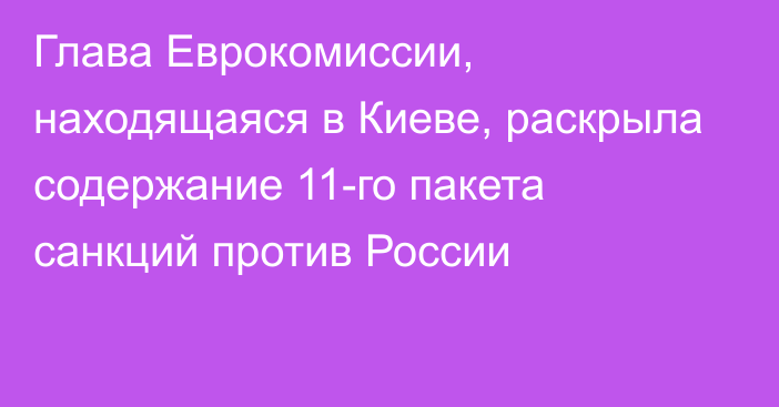 Глава Еврокомиссии, находящаяся в Киеве, раскрыла содержание 11-го пакета санкций против России