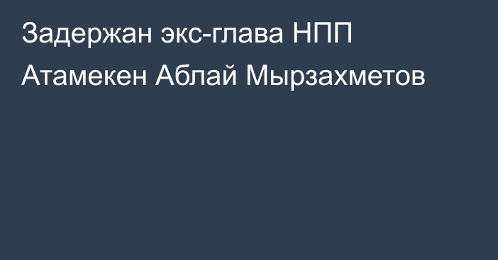 Задержан экс-глава НПП Атамекен Аблай Мырзахметов