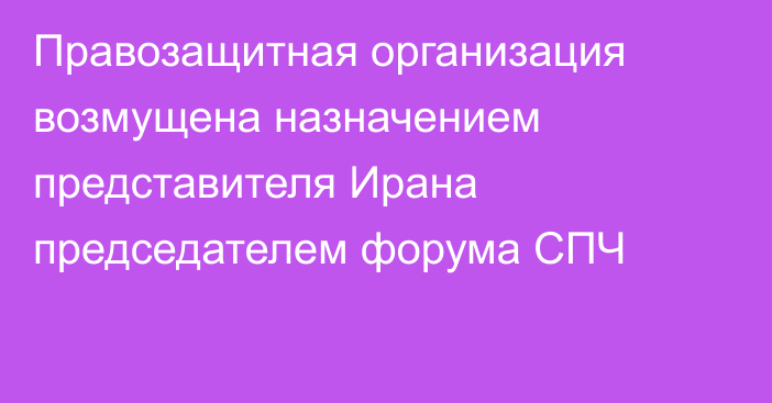 Правозащитная организация возмущена назначением представителя Ирана председателем форума СПЧ