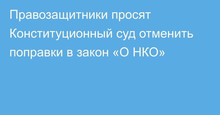 Правозащитники просят Конституционный суд отменить поправки в закон «О НКО»