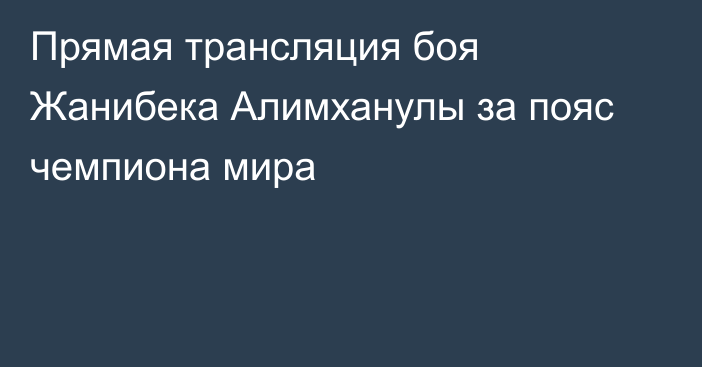 Прямая трансляция боя Жанибека Алимханулы за пояс чемпиона мира