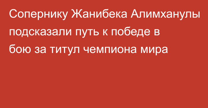 Сопернику Жанибека Алимханулы подсказали путь к победе в бою за титул чемпиона мира