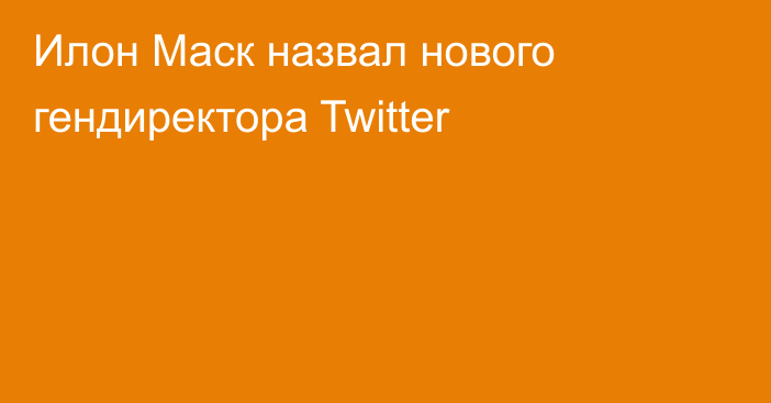 Илон Маск назвал нового гендиректора Twitter