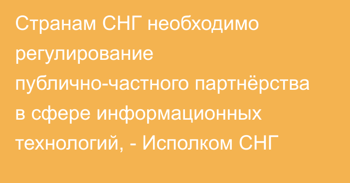 Странам СНГ необходимо регулирование публично-частного партнёрства в сфере информационных технологий, - Исполком СНГ