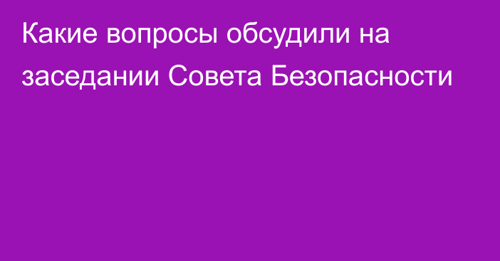 Какие вопросы обсудили на заседании Совета Безопасности